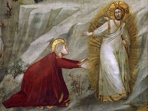 CRISTO E LA MADDALENA - Affresco di Giotto (1266-1336). Assisi, basilica inferiore di San Francesco.