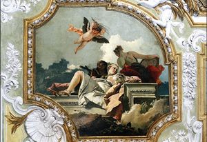 Mansuetudine, umilt&agrave; e carit&agrave;, affresco di Giambattista Tiepolo (1696-1770). Venezia, Scuola Grande dei Carmini.
