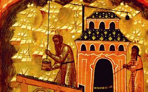 Produzione di sale, dipinto del XVII secolo. Museo del monastero Kirillo-Belozersky. Produzione di sale, dipinto del XVII secolo. Museo del monastero Kirillo-Belozersky.